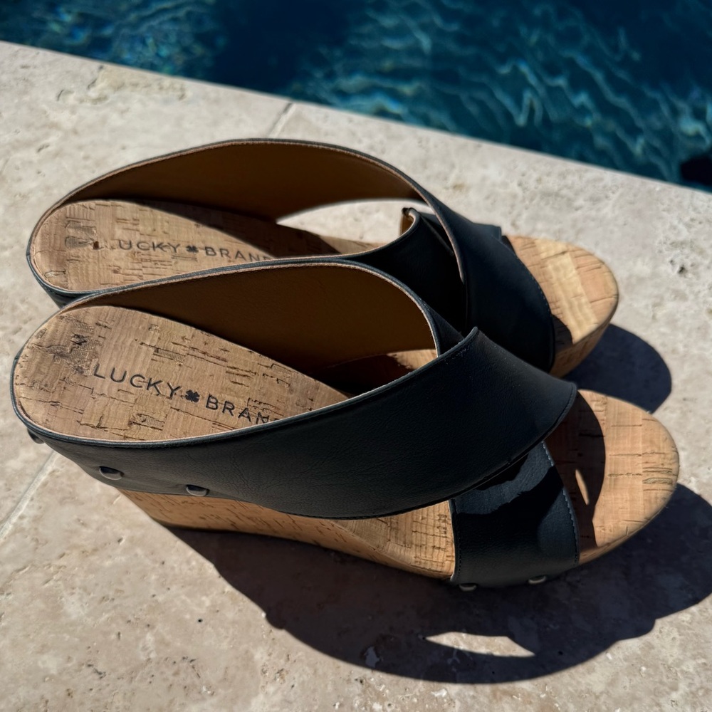 Lucky Brand Women's Black Leather Mules - Picture 7 of 14